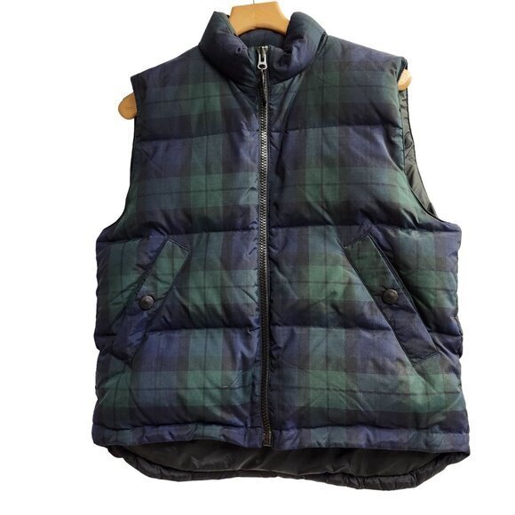 Eddie Bauer Womens Puffer Vest Plaid Zip Size Medium Pockets Blue GreenPre-Owned - Picture 1 of 13